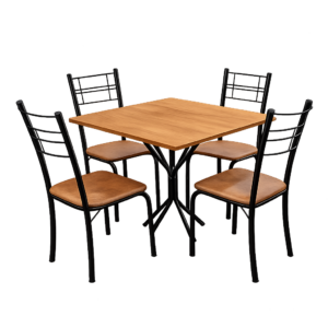 Mesa Orion Quadrada com 4 Cadeiras aço nobre Belize - Courino Luxo