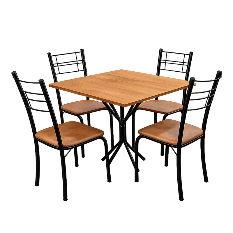 Mesa Orion Quadrada com 4 Cadeiras aço nobre Belize - Courino Luxo