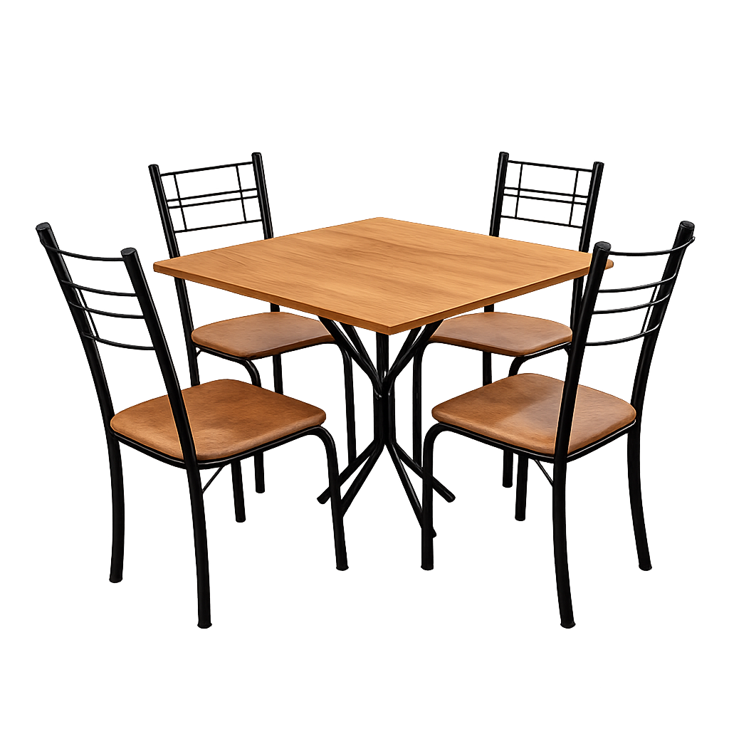Mesa Orion Quadrada com 4 Cadeiras aço nobre Belize - Courino Luxo