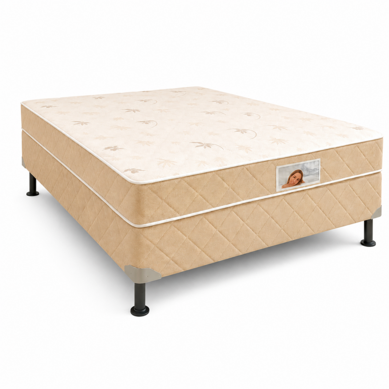 Cama Box Premium Bege Casal - Orthobelo