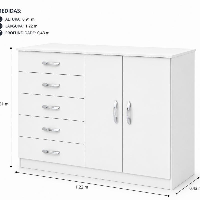 Alternative view of Cômoda Miracema 1.22 cm largura - Primicias - Branco