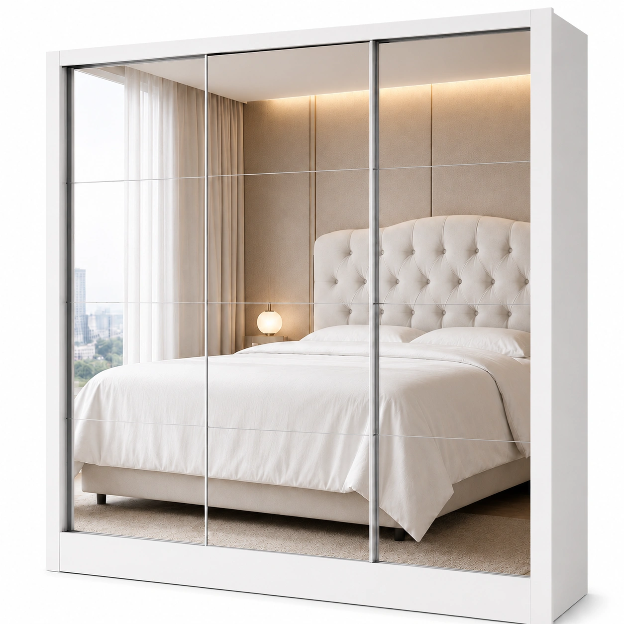 Guarda Roupa Dubai Gold Carioca - Branco (3 portas espelhadas)