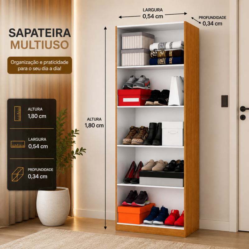 Alternative view of Sapateira Multiuso Premium com Espelho Carioca - Cinamomo