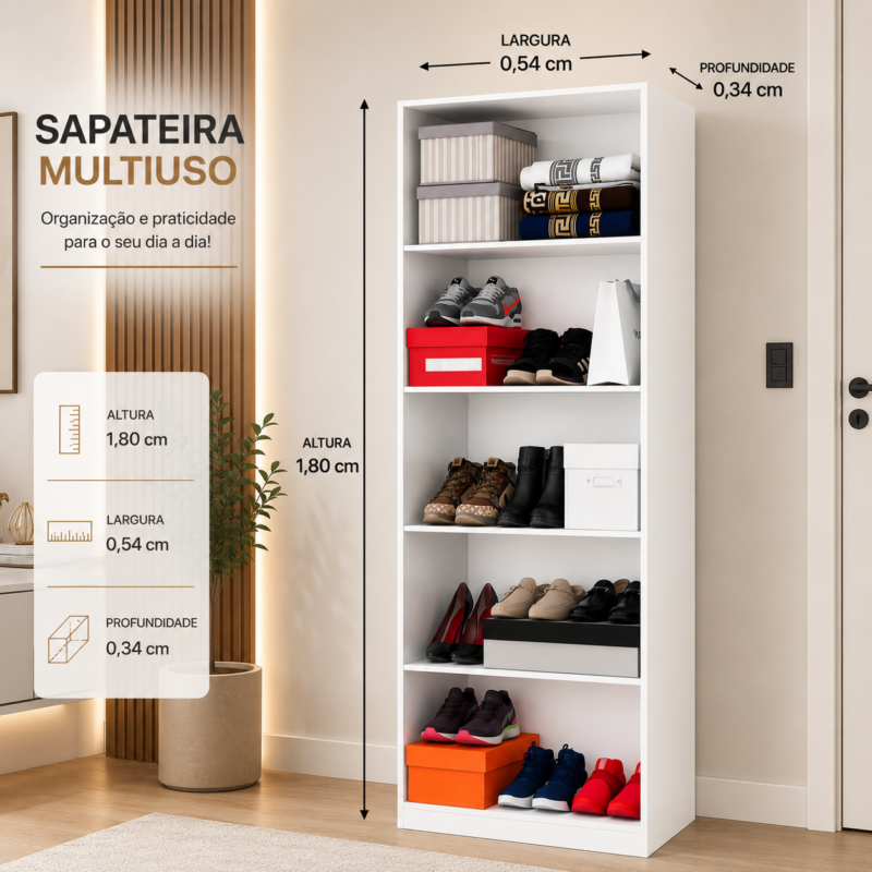 Alternative view of Sapateira Multiuso Premium com Espelho Carioca - Branco