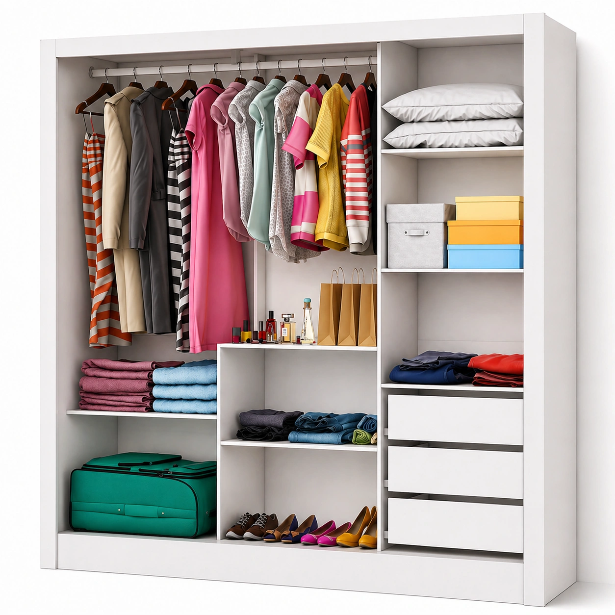 Guarda Roupa Dubai Gold Carioca - Branco (3 portas espelhadas) - Imagem 2