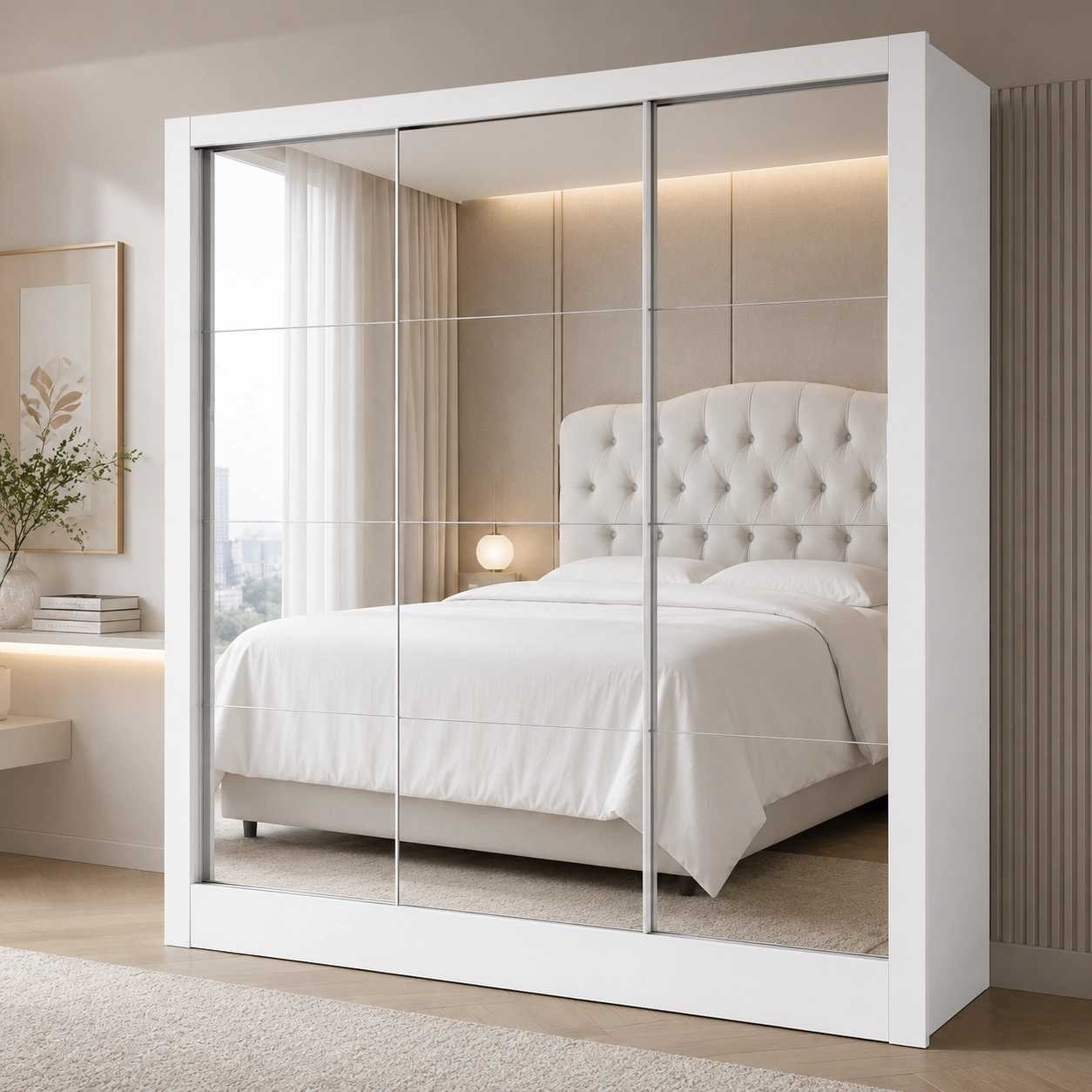 Guarda Roupa Dubai Gold Carioca - Branco (3 portas espelhadas) - Imagem 3
