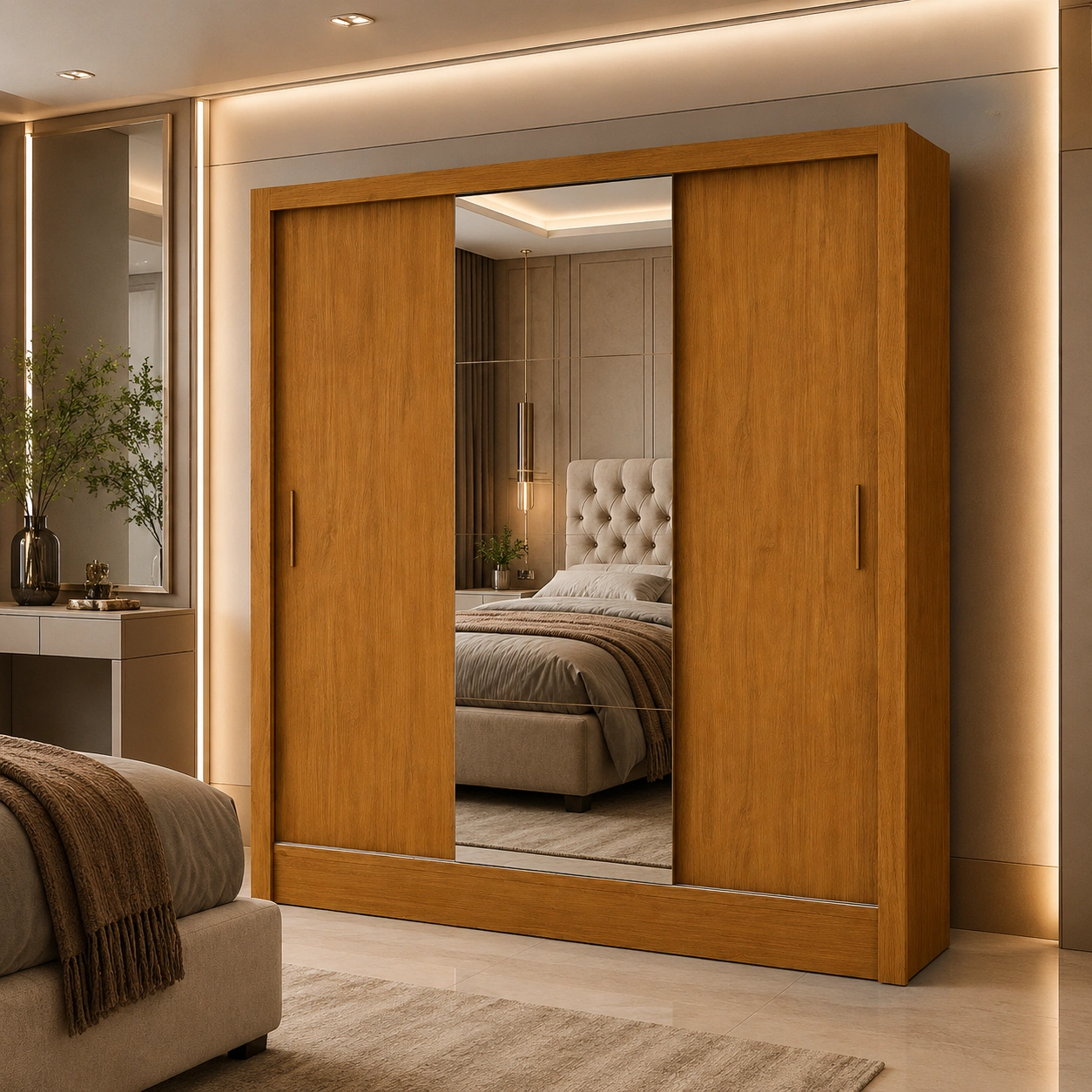 Guarda Roupa Dubai Luxo Carioca - Cinamomo (1 porta espelhada) - Imagem 3