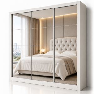 Guarda Roupa Dubai Gold Carioca - Branco (3 portas espelhadas)