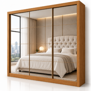Guarda Roupa Dubai Gold Carioca - Cinamomo (3 portas espelhadas)