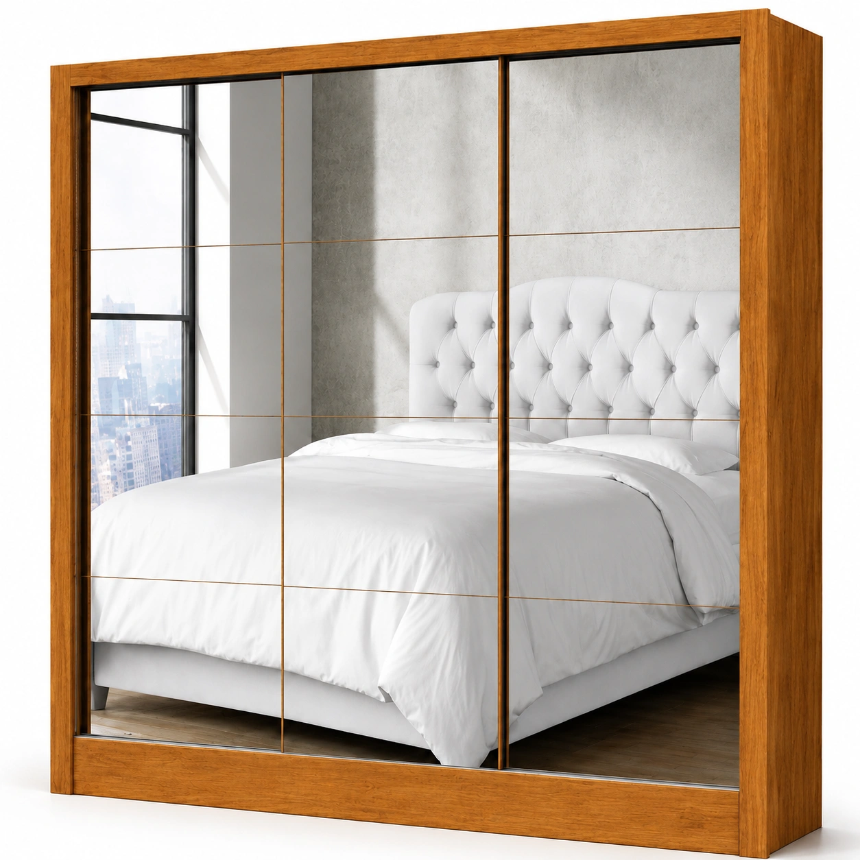Guarda Roupa Dubai Gold Carioca - Cinamomo (3 portas espelhadas)