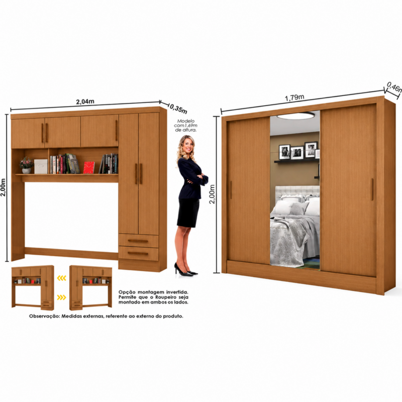 Alternative view of Guarda Roupa Modulado + Dubai Luxo 1 porta Espelho Carioca - Cinamomo