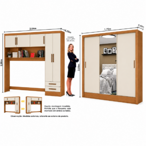 Alternative view of Guarda Roupa Modulado + Dubai Luxo 1 porta Espelho Carioca - Cinamomo Off