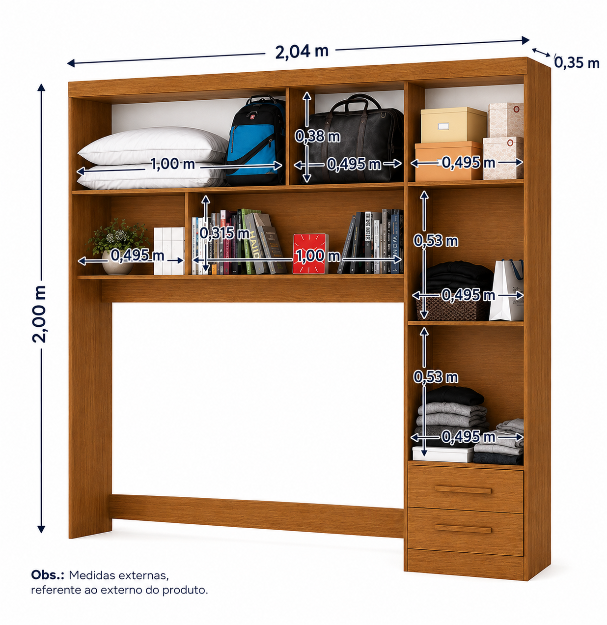 Modulado 5 Portas 2 Gavetas Carioca - Cinamomo Off - Imagem 3