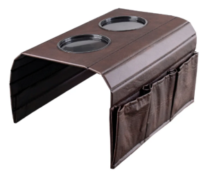Esteira Porta Copos Braço Sofá 1 Unidade Premium Corino - Marrom