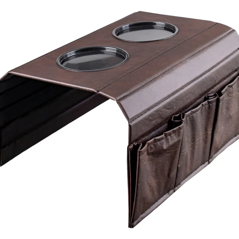 Esteira Porta Copos Braço Sofá 1 Unidade Premium Corino - Marrom