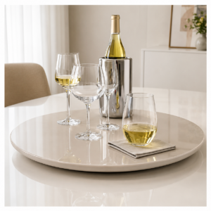Prato Giratória Para Mesa De Jantar Off White Laqueado 50 Cm - Off White