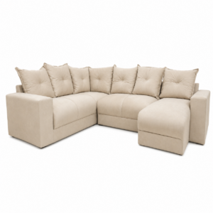Estofado 6 Lugares em L Com Chaise JM - Suede Bege
