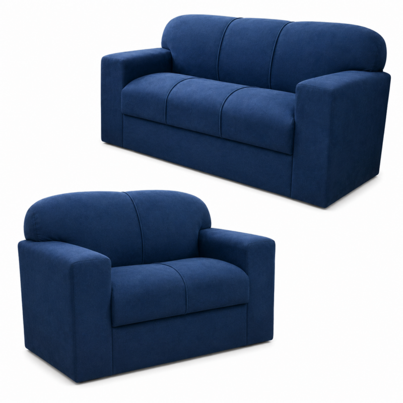 Conjunto de Sofá Rio 2 e 3 Lugares JM - Suede Azul