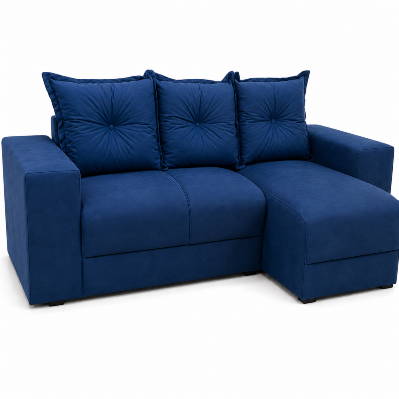 Sofá 2 Lugares com Chaise JM - Suede Azul