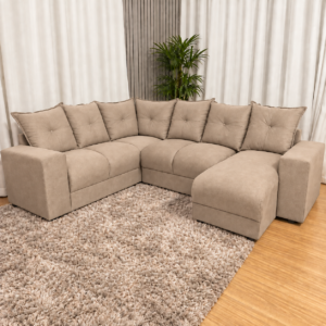 Alternative view of Estofado 6 Lugares em L Com Chaise JM - Suede Bege