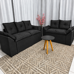 Alternative view of Conjunto de Sofá Veneza 2 e 3 Lugares JM - Suede Preto