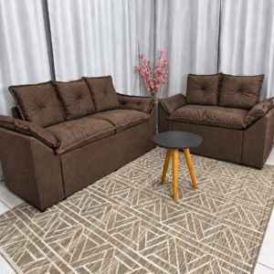 Alternative view of Conjunto de Sofá Veneza 2 e 3 Lugares JM - Suede Marrom