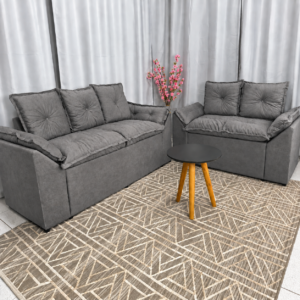 Alternative view of Conjunto de Sofá Veneza 2 e 3 Lugares JM - Suede Cinza