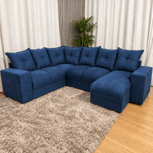 Alternative view of Estofado 6 Lugares em L Com Chaise JM - Suede Azul