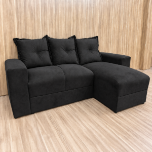 Alternative view of Sofá 2 Lugares com Chaise JM - Suede Preto