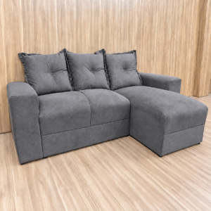 Alternative view of Sofá 2 Lugares com Chaise JM - Suede Cinza