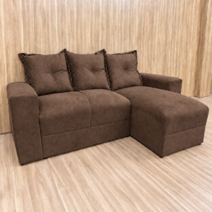 Alternative view of Sofá 2 Lugares com Chaise JM - Suede Marrom