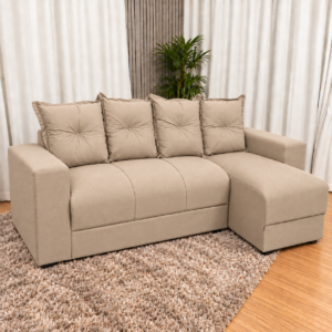 Alternative view of Estofado 3 Lugares Com Chaise JM - Suede Bege