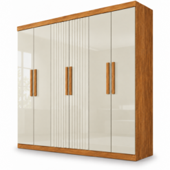 Guarda Roupa Portugal Frison Casal 6 Portas 2 Gavetas - Cinamomo Off - Imop
