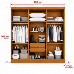 Alternative view of Guarda Roupa Vision Vidro Reflecta com Led - Cinamomo Off White - Salleto
